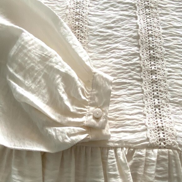 NWOT Lefties White Lace Trim Peplum Blouse XS Romantic Cottagecore - Picture 11 of 14